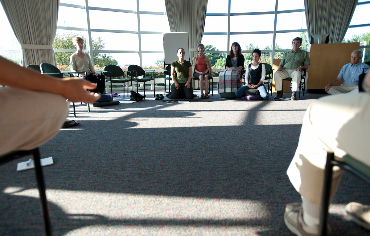 Students practing mindfulness